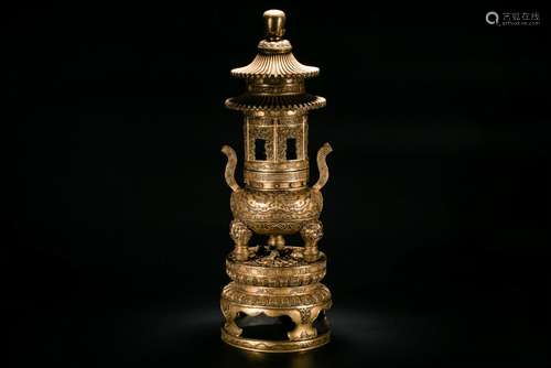 A Fine Gilt Bronze Censer