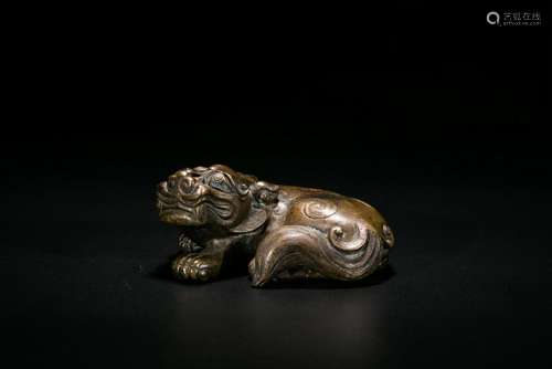 A Copper Mythical Beast Paper Weight