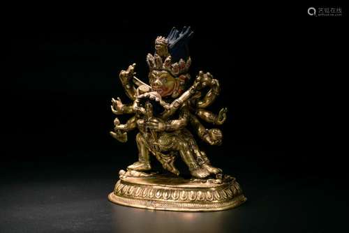 A Gilt Bronze Figure Of Yamantaka