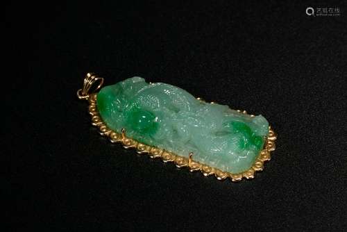 A Fine Jadeite Carved Dragon Pendent