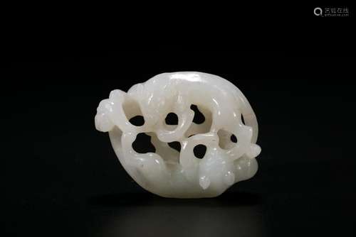 A White Jade Carving of Two Huan