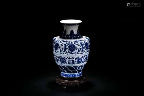 A Fine Blue And White 'Lotus' Vase