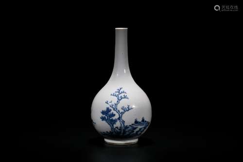 A Blue And White 'Figure' Bottle Vase