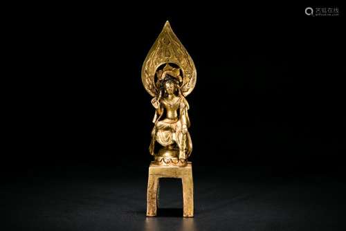 A Gilt Bronze Figure Of Water Moon Guanyin