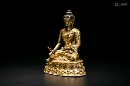 A Gilt Bronze Figure Of The Medicine Buddha