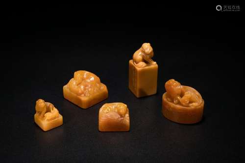 A Group of Five Tianhuang Carved Seals