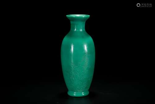 A Turquoise-Glazed Inscribed Vase