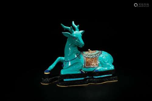 A Turquoise-Glazed Deer-Form Censer