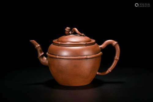 A Rare Marked Bamboo-Form Teapot