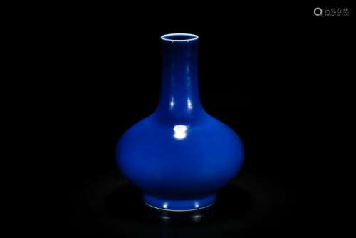 A Fine Blue-Glazed Bottle Vase