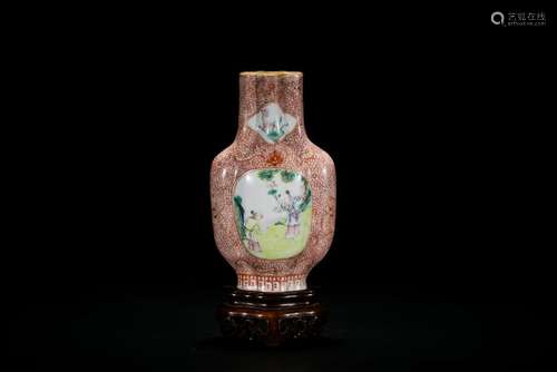 A Famille Rose'Playing Children' Lobed Vase