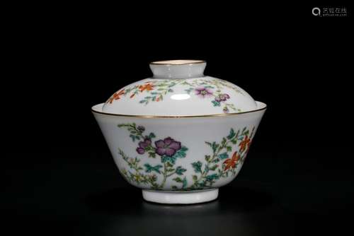 A Famille Rose 'Flower And Bird' Covered Bowl