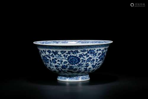 A Large Blue And White 'Lotus' Bowl