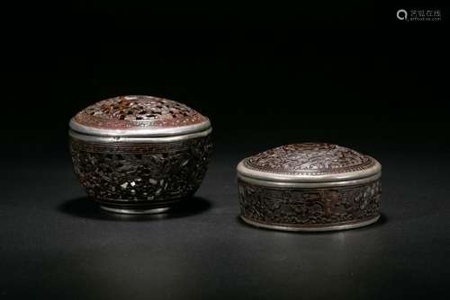 Two Coconut Covered Censers