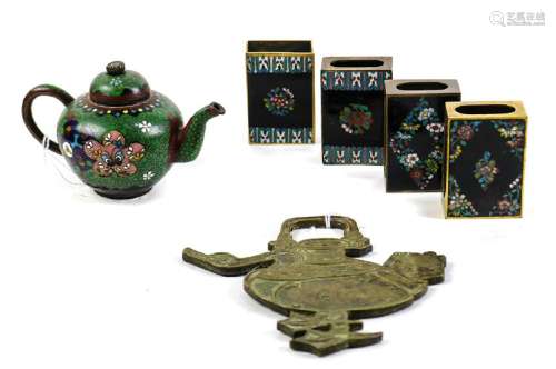 (lot of 6) Chinese Decorative Cloisonne Teapot and