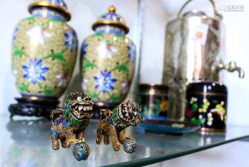 Chinese Decorative Metal Items: Cloisonne Jars and