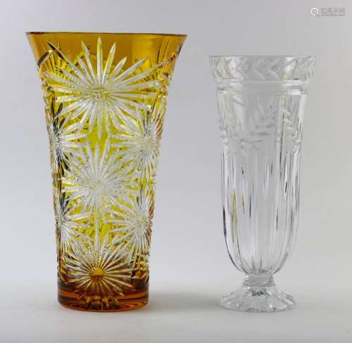 (lot of 2) Cut glass vases