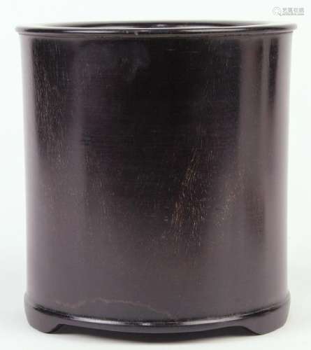 Chinese Hardwood Cylindrical Brush Pot