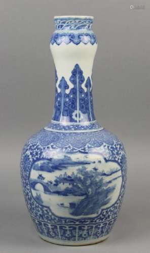 Chinese Blue and White Vase, Flowers