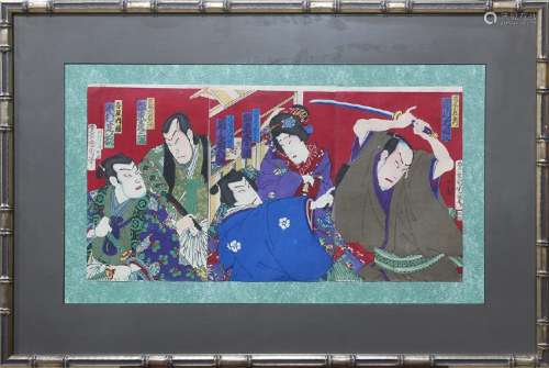 Japanese Woodblock Prints, Triptych, Kunichika, 19c