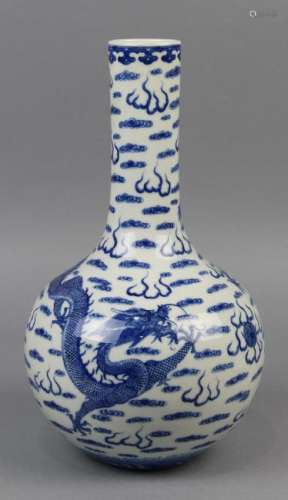 Chinese Blue-and-White Porcelain Vase, Dragon