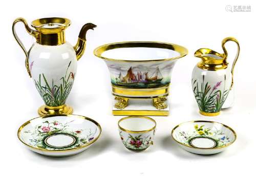 (lot of 6) Continental porcelain group, consisting of a