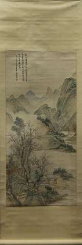Chinese Scroll, Manner of Wang Shimin, Landscape