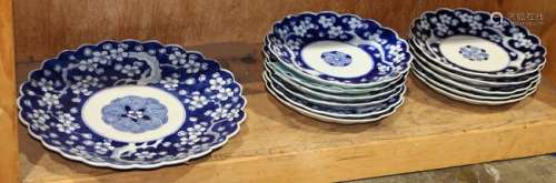 Japanese Blue-and-White Floral Plates