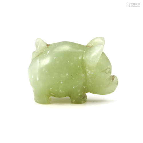 A CHINESE JADE PIG STATUE carved in the form of a standing pig, 4.2cm, 38g.