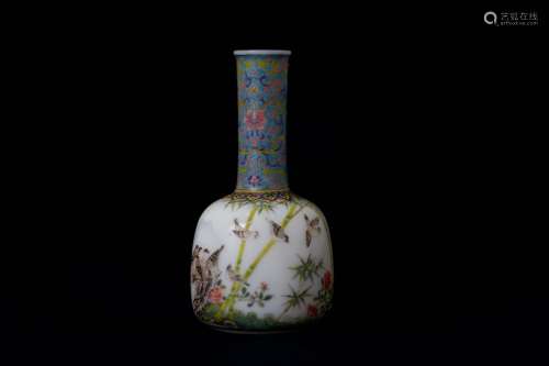 A Magnificent and Rare Famille Rose Style Painted and Gilt Glass Vase