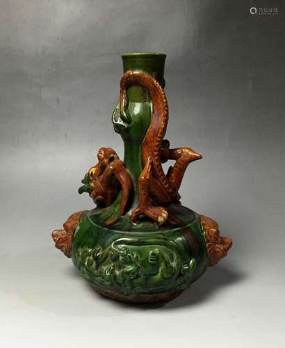 A Sancai-Glazed Pottery Candle Holder