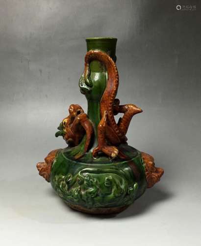 A Sancai-Glazed Pottery Candle Holder