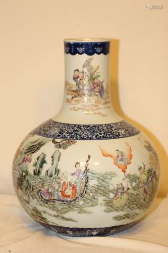 A Magnificent Famille Rose Bottle Vase