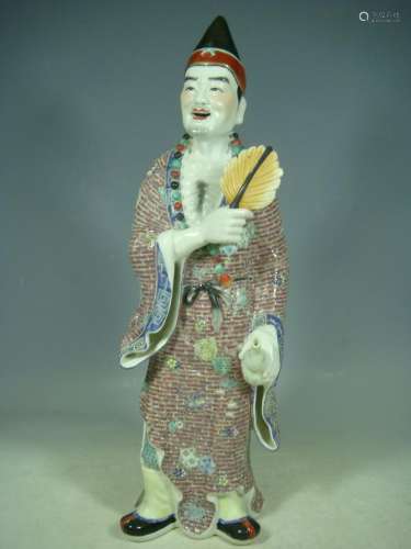 A Famille Rose Porcelain Jigong Statue