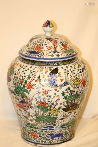 A Wucai Porcelain Baluster Vase