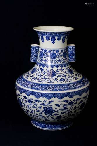 A Magnificent Blue and White HU Vase