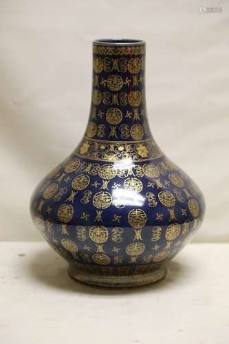 A Blue Glaze Gilt Decorated