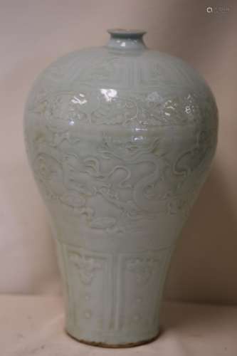 A Celedon Dragon Vase