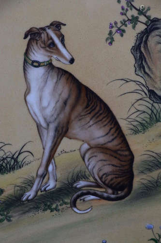 A ENAMEL COLOR DOG PAINTING