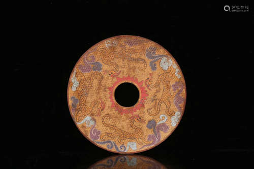 202B.C-220A.D, AN OLD DRAGON PATTERN JADE DISK,HAN DYNASTY