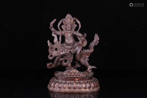 17-19TH CENTURY, A GOD OF WEALTH DESIGN OLD AGILAWOOD STATUE, QING DYNASTY