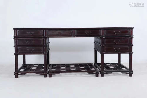 17-19TH CENTURY, A DESK AND ARMCHAIR SET, QING DYNASTY