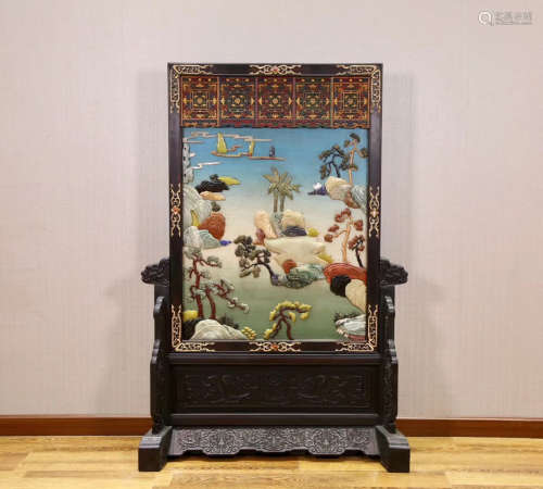 17-19TH CENTURY, A LANDSCAPE PATTERN SCREEN, QING DYNASTY