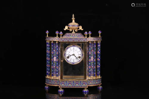 17-19TH CENTURY, A OLD CLOISONNE TABLE CLOCK, QING DYNASTY