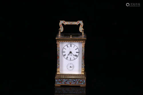 19TH CENTURY, A CLOISONNE TABLE CLOCK, LATE QING DYNASTY
