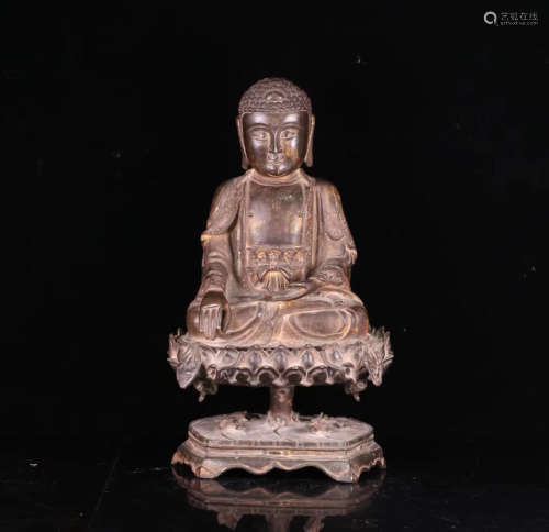 14-16TH CENTURY, A BUDDHA DESIGN OLD BRONZE STATUE, MING DYNASTY