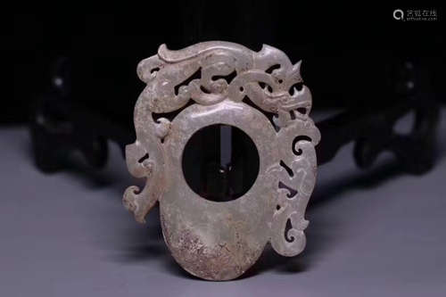 206BC-220AD, A CHICKEN HEART SHAPE ANCIENT JADE, HAN DYNASTY