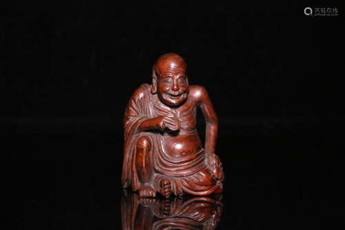 AN OLD ARHAT BAMBOO STATUE