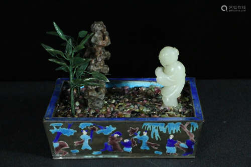 A BLUE PAINT HETIAN JADE ORNMENT
