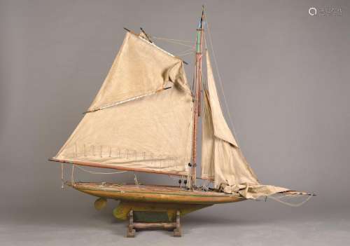 yacht Model Defender, after antique model, softwood and